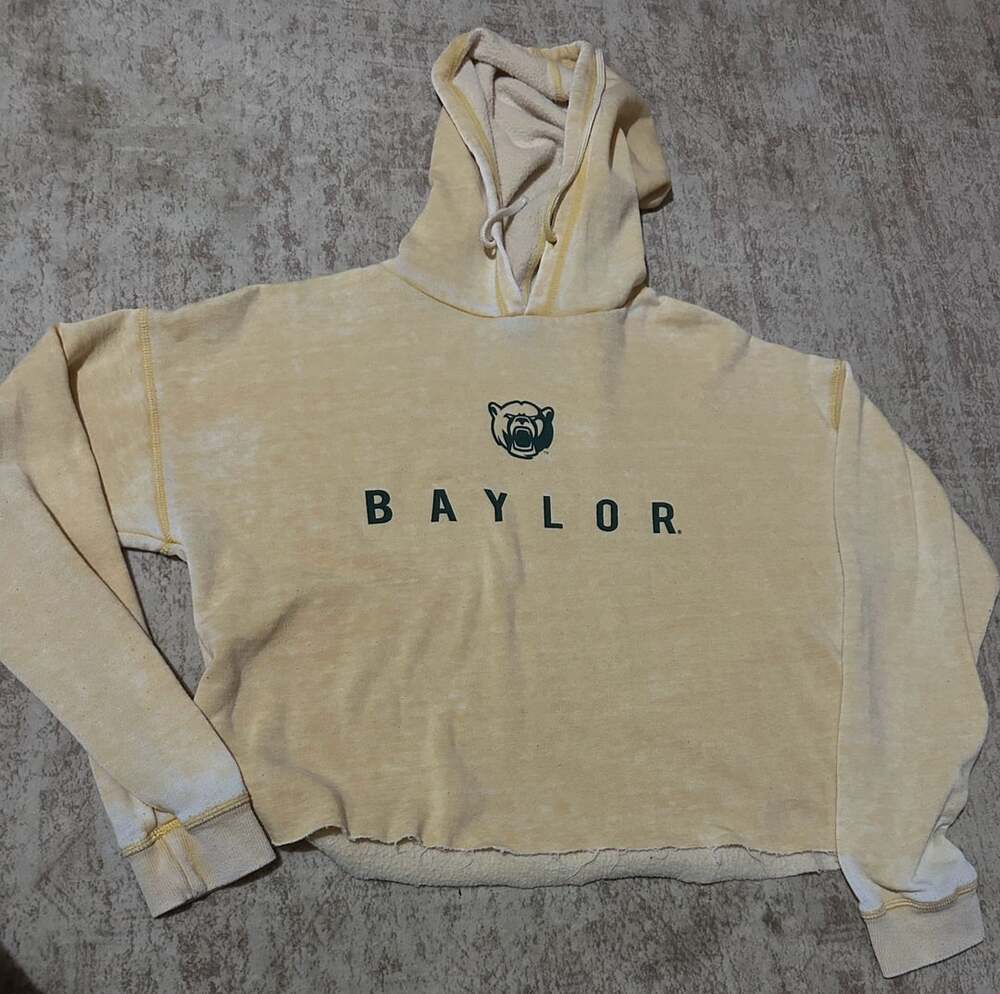chicka-d Baylor Bears Crop Top Hoodie Size L Yellow. Very soft
